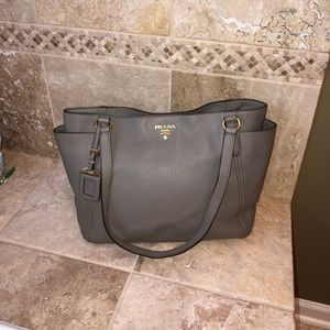 Prada Vitello Daino Double Pocket Leather Tote